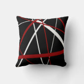 Naadloze Abstracte rode en witte lijnen op zwarte Kussen (Achterkant)