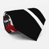 Naadloze Abstracte rode en witte lijnen op zwarte Stropdas (Opgerold)