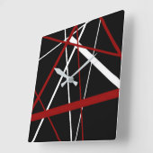 Naadloze Abstracte rode en witte lijnen op zwarte Vierkante Klok (Hoek)