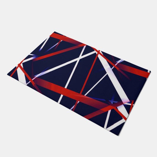 Naadloze Abstracte rode en witte strepen op een bl Deurmat (Schuin)