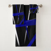 Naadloze Abstracte Royal Blue en White Lines Bad Handdoek (Insitu)