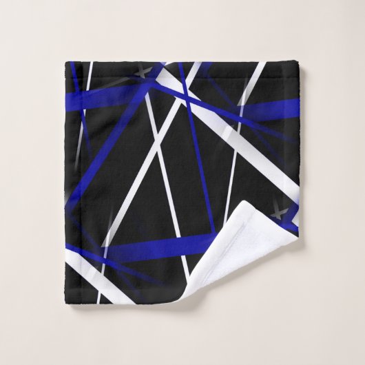 Naadloze Abstracte Royal Blue en White Lines Bad Handdoek (Wasdoekje)