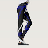 Naadloze Abstracte Royal Blue en White Lines Leggings (Rechts)