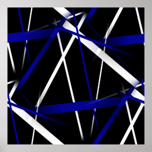 Naadloze Abstracte Royal Blue en White Lines Poster