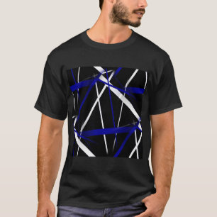 Naadloze Abstracte Royal Blue en White Lines T-shirt