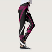 Naadloze Abstracte roze en witte lijnen op zwarte Leggings (Rechts)