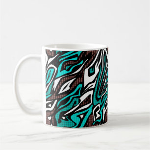 Naadloze abstracte zebra huid leer moderne blauwe koffiemok