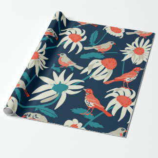 Naadloze achtergrond met bloemen en vogels cadeaupapier