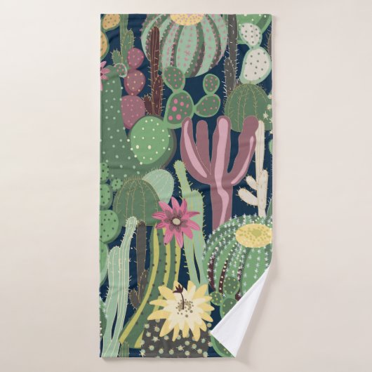 naadloze achtergrond met cactus badhanddoek (Badhanddoek)