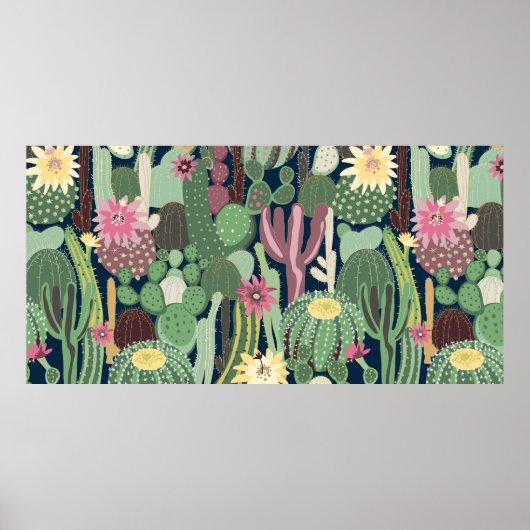 naadloze achtergrond met cactus poster (Voorkant)