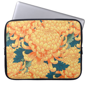 Naadloze achtergrond met gele bloemen Japans c Laptop Sleeve