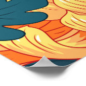 Naadloze achtergrond met gele bloemen Japans c Poster (Hoek)