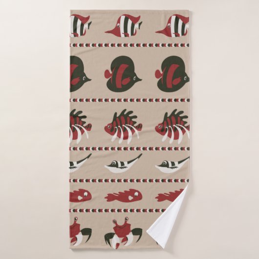 Naadloze achtergrond met marien leven - krab en di badhanddoek (Badhanddoek)