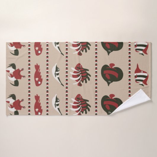 Naadloze achtergrond met marien leven - krab en di badhanddoek (Badhanddoek)