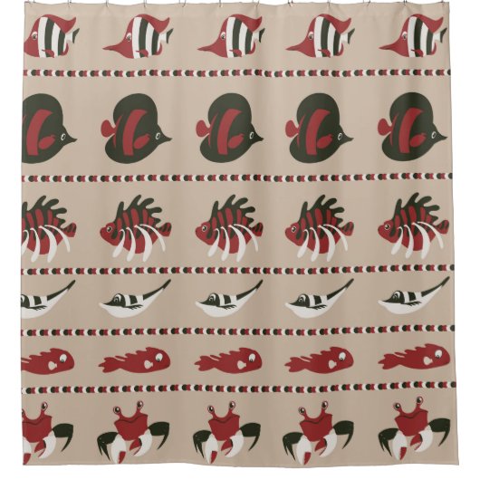 Naadloze achtergrond met marien leven - krab en di douchegordijn (Voorkant)