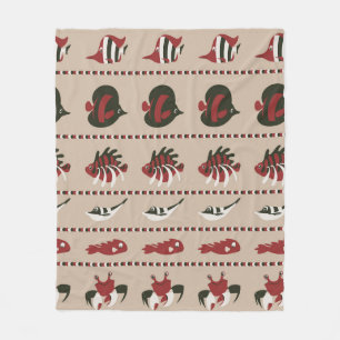 Naadloze achtergrond met marien leven - krab en di fleece deken