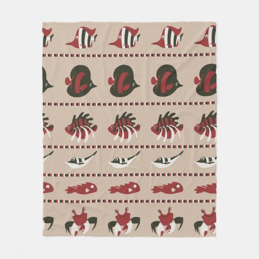 Naadloze achtergrond met marien leven - krab en di fleece deken (Voorkant)