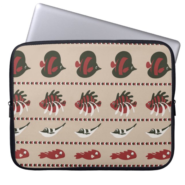 Naadloze achtergrond met marien leven - krab en di laptop sleeve (Voorkant)