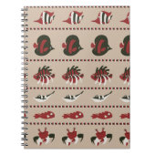 Naadloze achtergrond met marien leven - krab en di notitieboek (Voorkant)