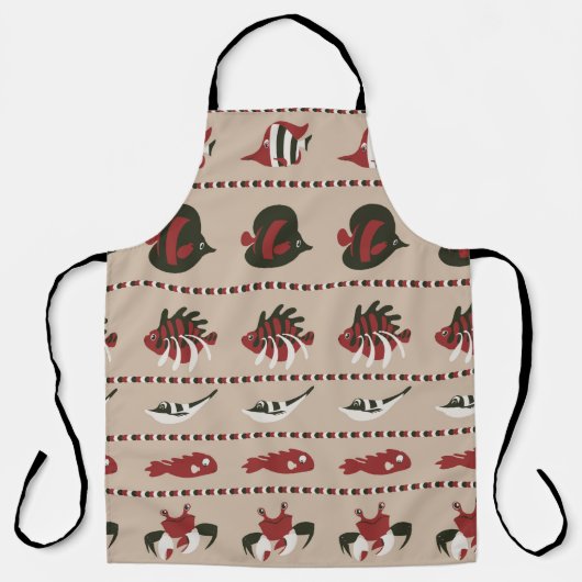 Naadloze achtergrond met marien leven - krab en di schort (Voorkant)