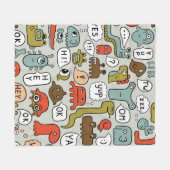 naadloze achtergrond met monsters van schattige ca fleece deken (Voorkant (Horizontaal))
