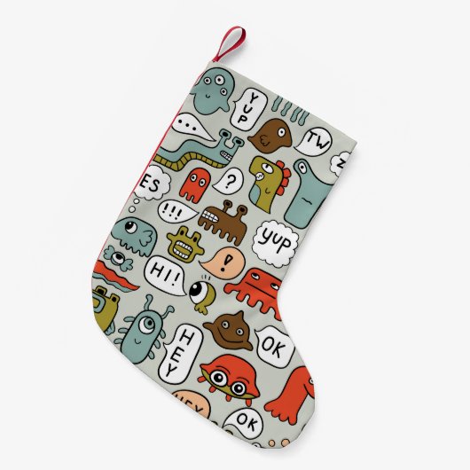 naadloze achtergrond met monsters van schattige ca kleine kerstsok (Voorkant (Hangend))