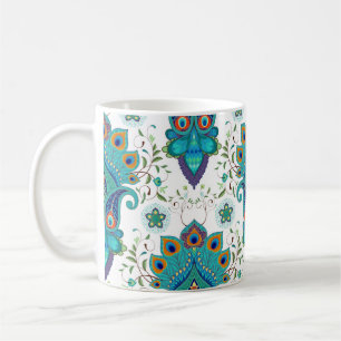 Naadloze achtergrond met oosterpatroon. koffiemok