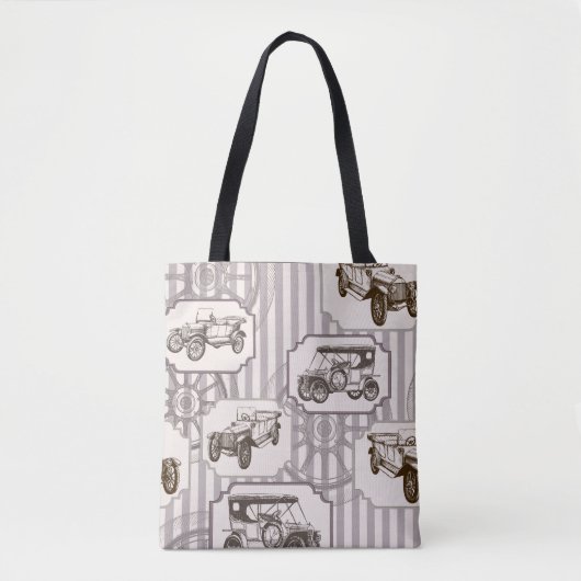 naadloze achtergrond met retro-auto tote bag (Voorkant)