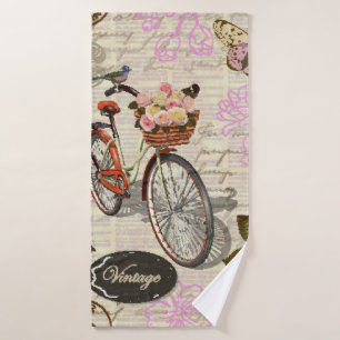 Naadloze  achtergrond met rozen, vlinder badhanddoek