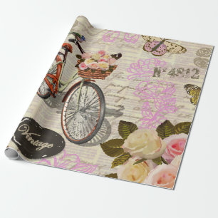 Naadloze achtergrond met rozen, vlinder cadeaupapier