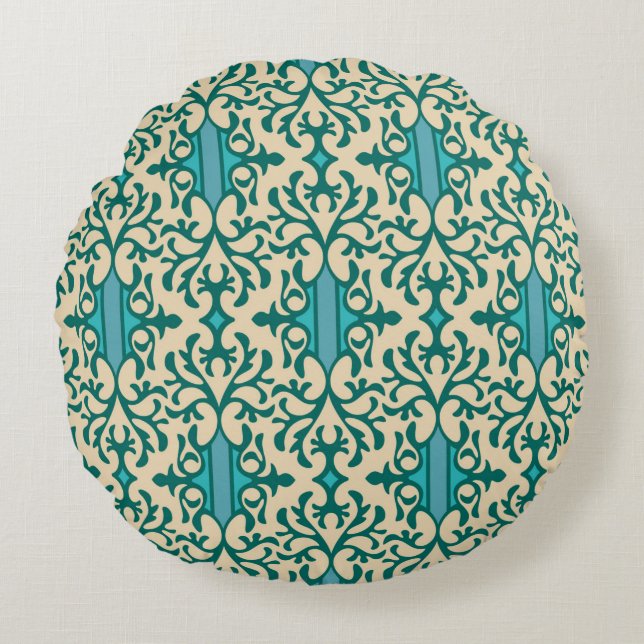 Naadloze achtergrond van een bloemornament, Fashio Rond Kussen (Voorkant)