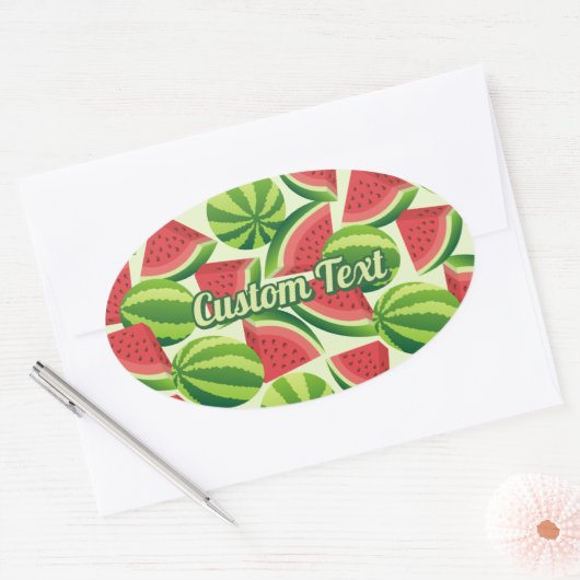 naadloze achtergrond watermeloensap ovale sticker (Envelop)