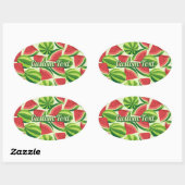 naadloze achtergrond watermeloensap ovale sticker (Vel)