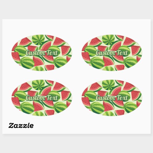 naadloze achtergrond watermeloensap ovale sticker (Vel)