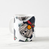 Naadloze afbeelding van een gnoom met een be koffiemok (Voorkant links)