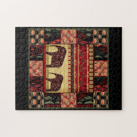 Naadloze afrikaanse patchwork ornamental indian el legpuzzel (Horizontaal)