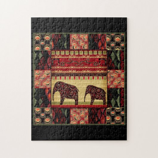 Naadloze afrikaanse patchwork ornamental indian el legpuzzel (Verticaal)