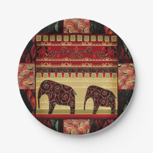 Naadloze afrikaanse patchwork ornamental indian el papieren bordje