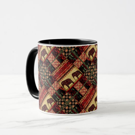 Naadloze Afrikaanse patchwork ornamentale Indische Mok (Voorkant links)