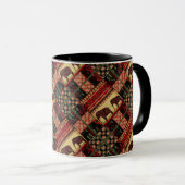 Naadloze Afrikaanse patchwork ornamentale Indische Mok (Voorkant rechts)