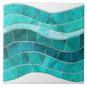 Naadloze Aquamarijn Mozaïek Wave Tegeltje (Voorkant)