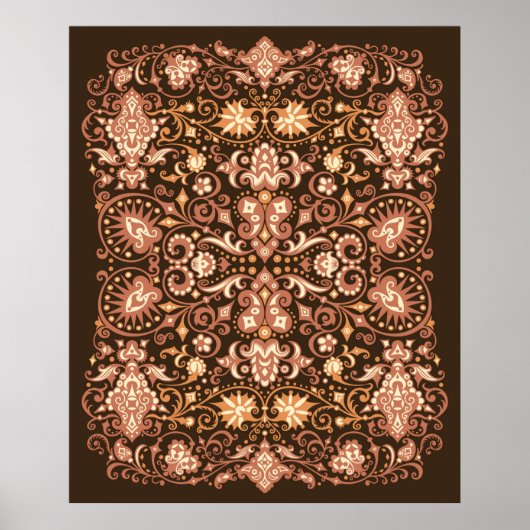 Naadloze Arabesque Floral Pattern. Art Deco-stijl Poster (Voorkant)