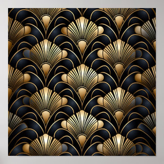 Naadloze art deco achtergrond poster