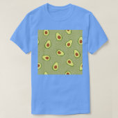 Naadloze avocado op groene gestippelde achtergrond t-shirt (Design voorkant)