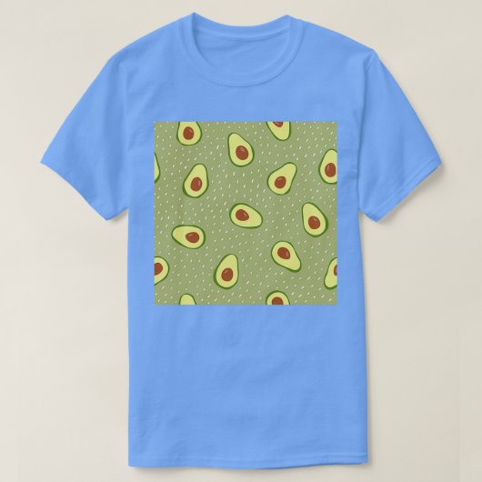 Naadloze avocado op groene gestippelde achtergrond t-shirt (Design voorkant)