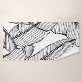 Naadloze bananenbladpatroon achtergrond. Zwart en Badhanddoek (Badhanddoek)