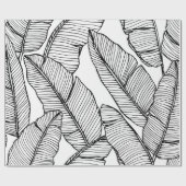 Naadloze bananenbladpatroon achtergrond. Zwart en Cadeaupapier (Vlak)