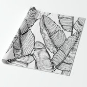 Naadloze bananenbladpatroon achtergrond. Zwart en Cadeaupapier (Uitgerold)