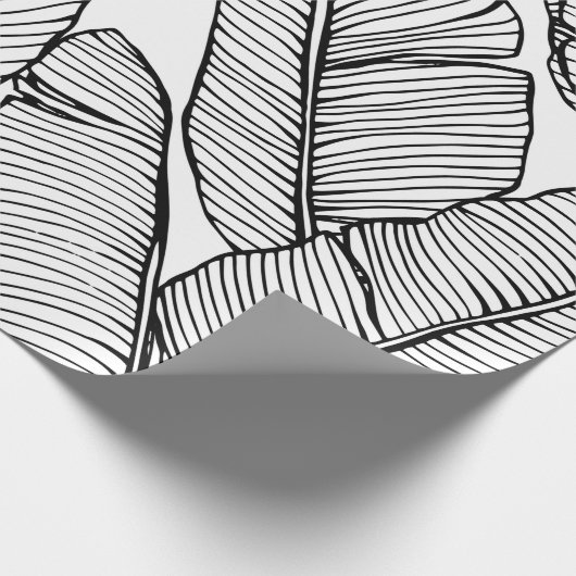 Naadloze bananenbladpatroon achtergrond. Zwart en Cadeaupapier (Hoek)