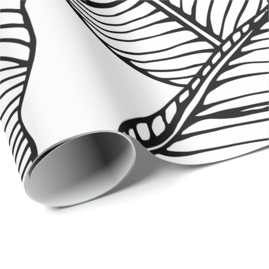 Naadloze bananenbladpatroon achtergrond. Zwart en Cadeaupapier (Rol Hoek)